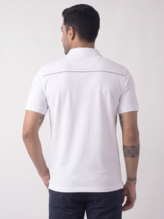 Men's White Cotton Elastane Slim Fit Tshirt