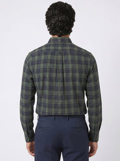 Men's Green 100% Cotton Regular Fit Shirt
