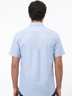 Men's Oxford 100% Cotton Regular Fit Half Sleeves Shirt Sky