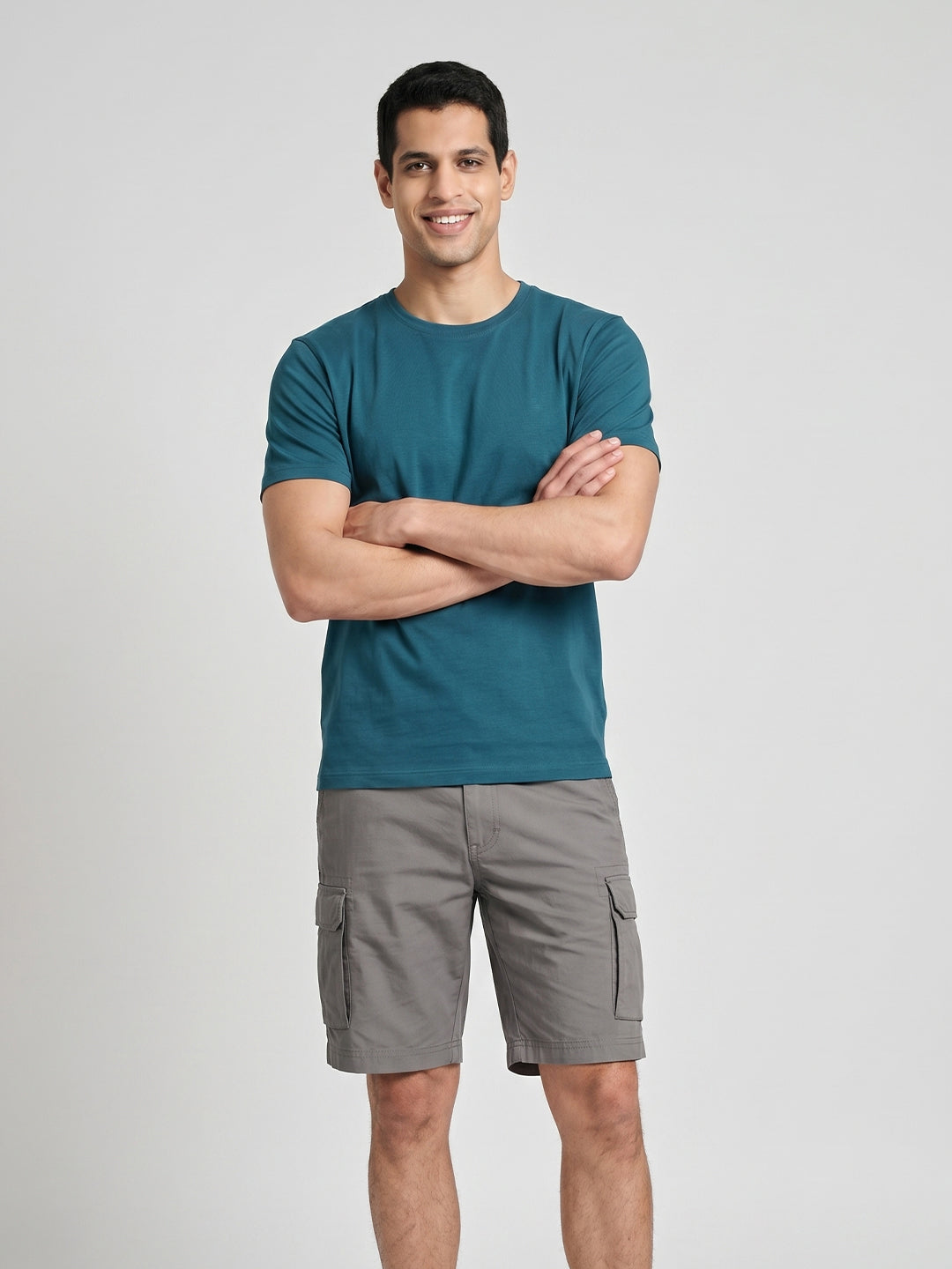 Men's Teal Cotton Bamboo Elastane Regular Fit Tshirt