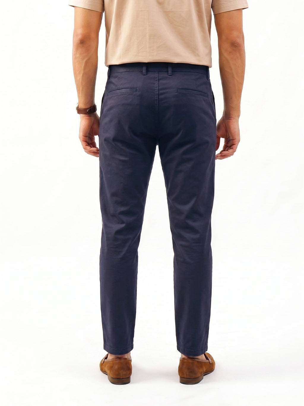Men's Navy Cotton Lycra Slim Fit Pant