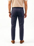 Men's Navy Cotton Lycra Slim Fit Pant