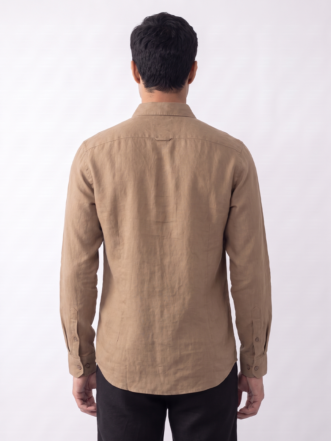 Men's Khaki Tencel Linen Slim Fit Shirt