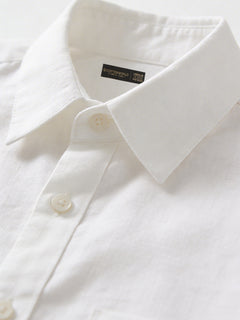 Men's 100% Linen Resort Collar Shirt White