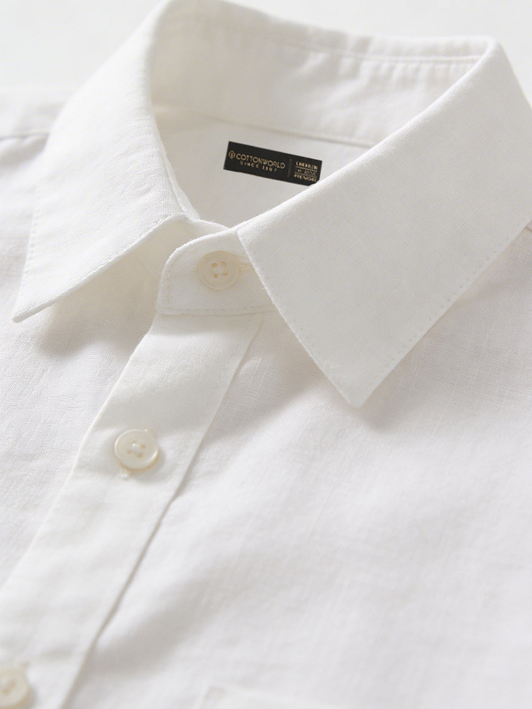Men's White 100% Linen Regular Fit Shirt