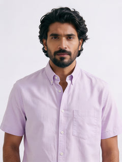 Men's Lilac Oxford 100% Cotton Regular Fit Shirt