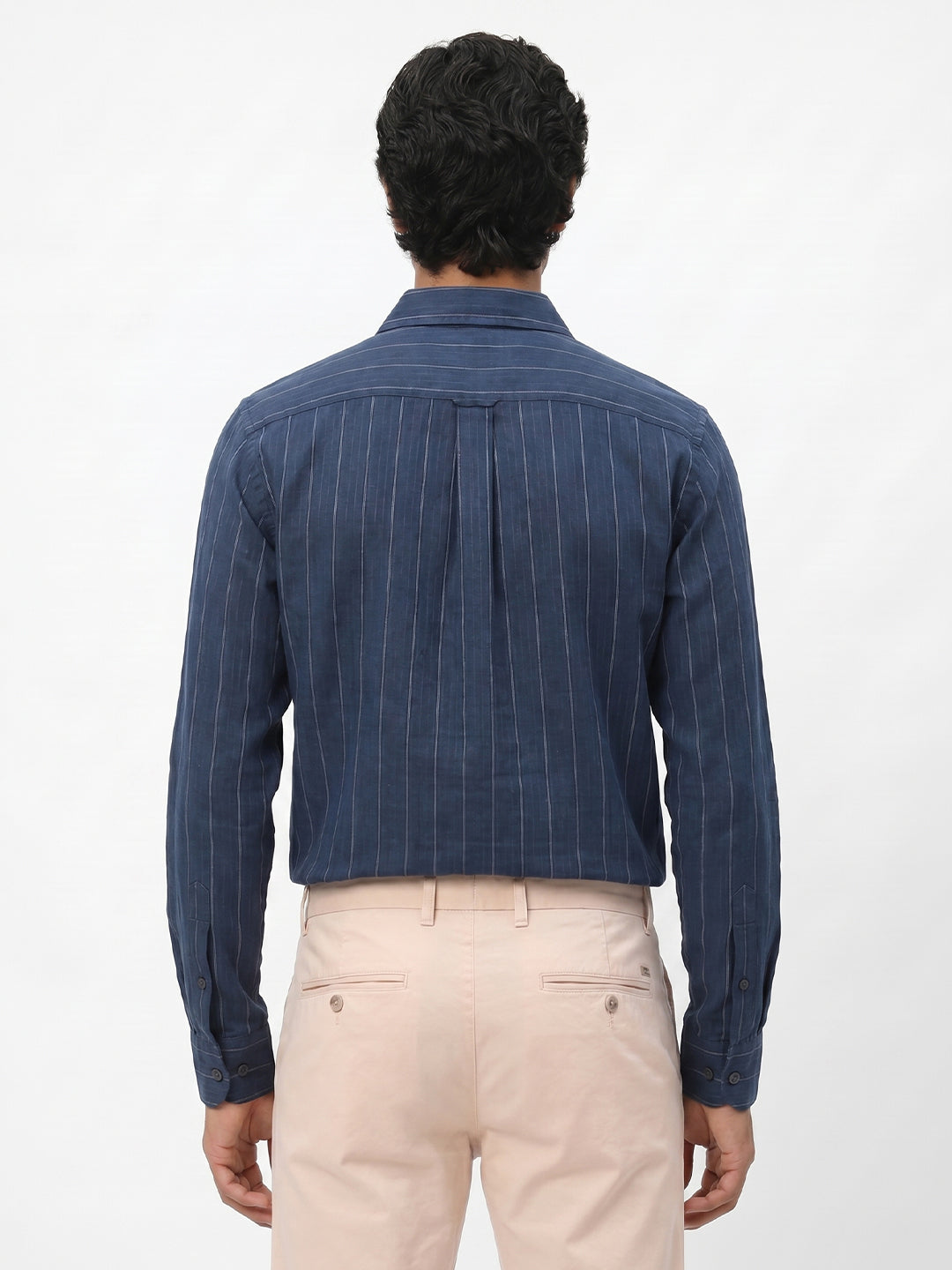 Men's Navy Cotton Lycra Regular Fit Shirt