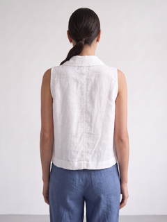 Women's 100% Linen Regular Fit Blouse White