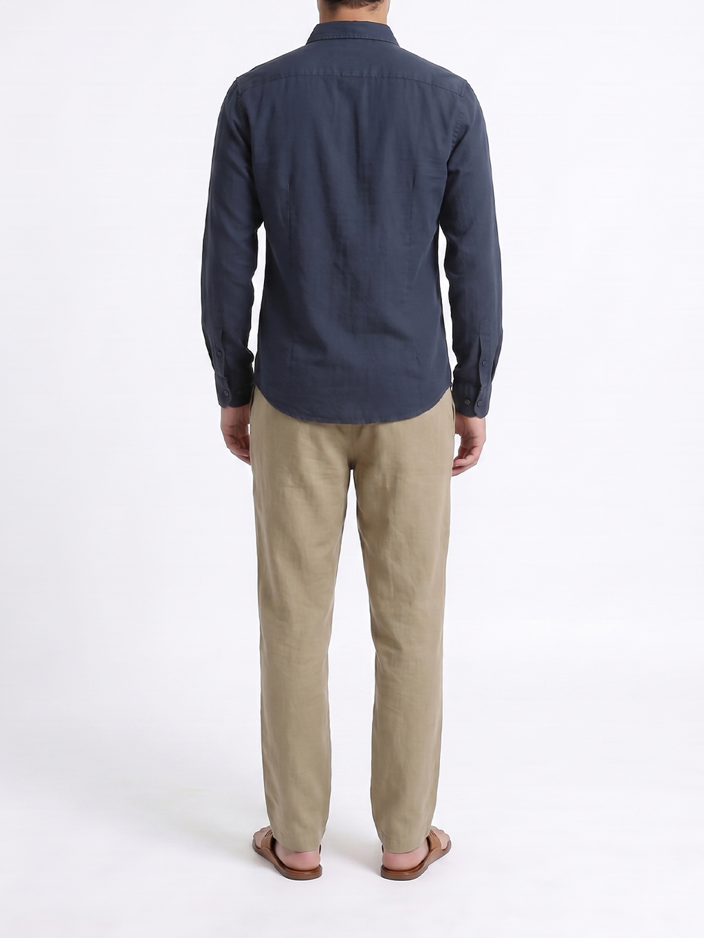 Men's Olive 100% Linen Regular Fit Pant