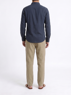 Men's Olive 100% Linen Regular Fit Pant