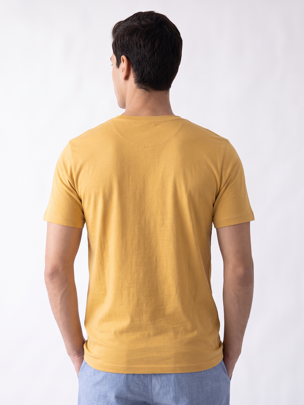 Men's 100% Cotton Regular Fit Tshirt Mustard