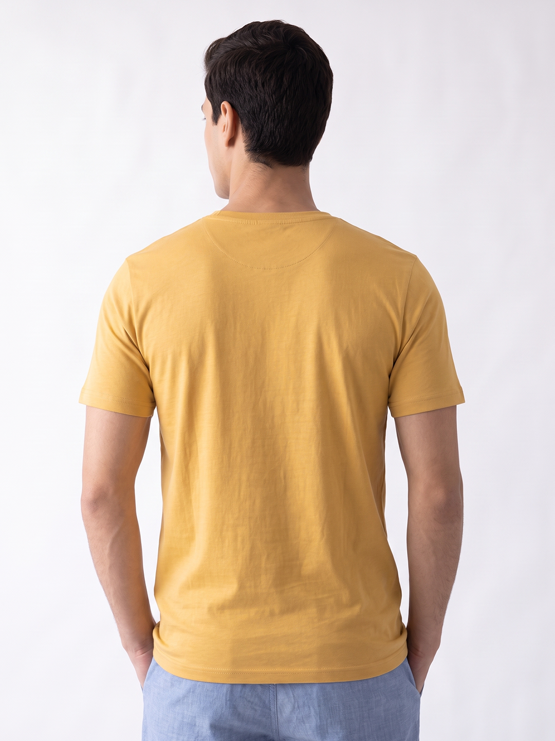 Men's 100% Cotton Regular Fit Tshirt Mustard