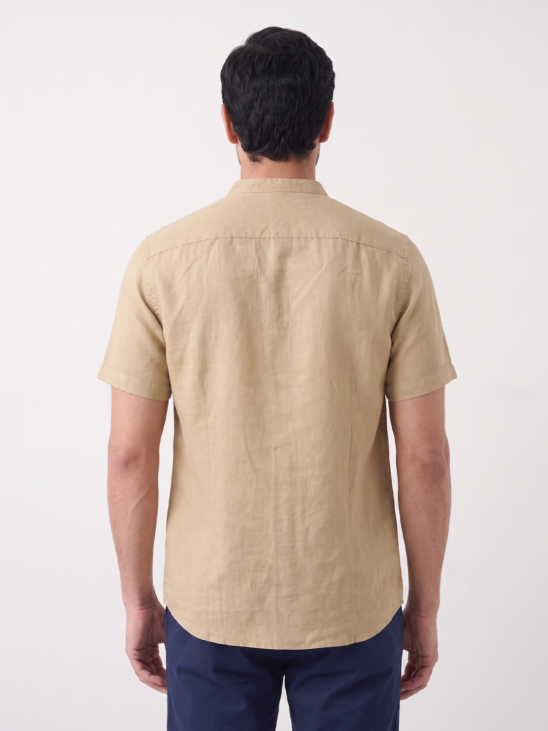 Men's Cotton Linen Regular Fit Shirt Khaki