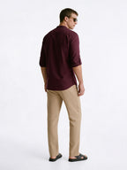 Men's Plum Linen Cotton Regular Fit Shirt