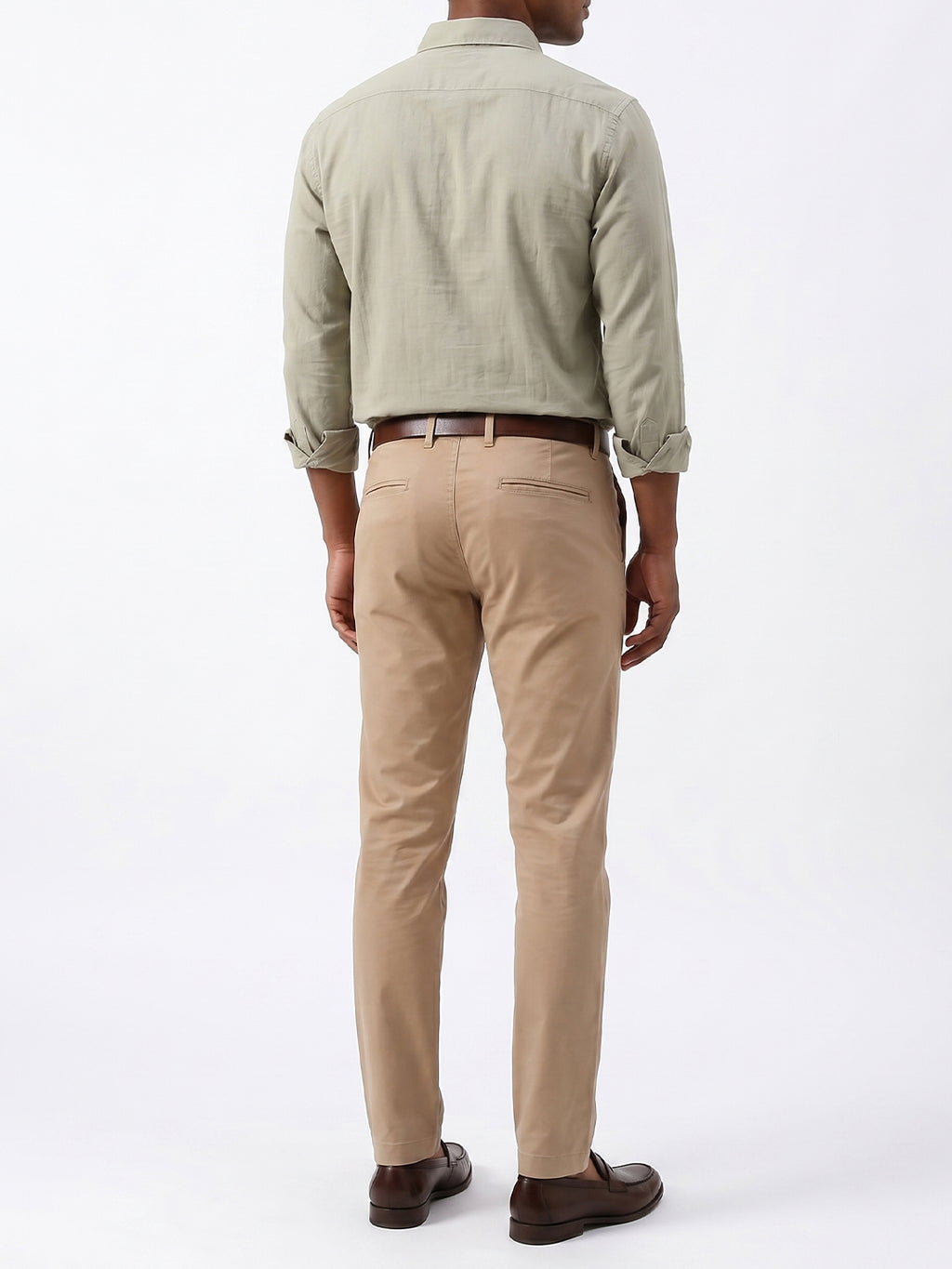 Men's Khaki Cotton Lycra Slim Fit Pant
