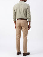 Men's Khaki Cotton Lycra Slim Fit Pant