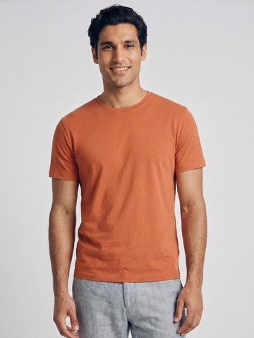 Men's Rust Cotton Bamboo Elastane Regular Fit Tshirt