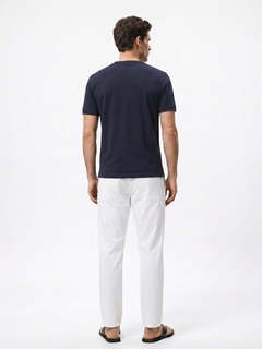 Men's Navy Cotton Elastane Slim Fit Tshirt