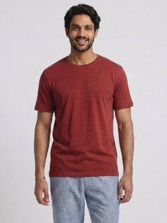 Men's Brick Cotton Bamboo Elastane Regular Fit Tshirt