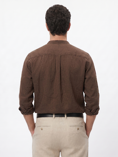 Men's Brown 100% Cotton Regular Fit Shirt