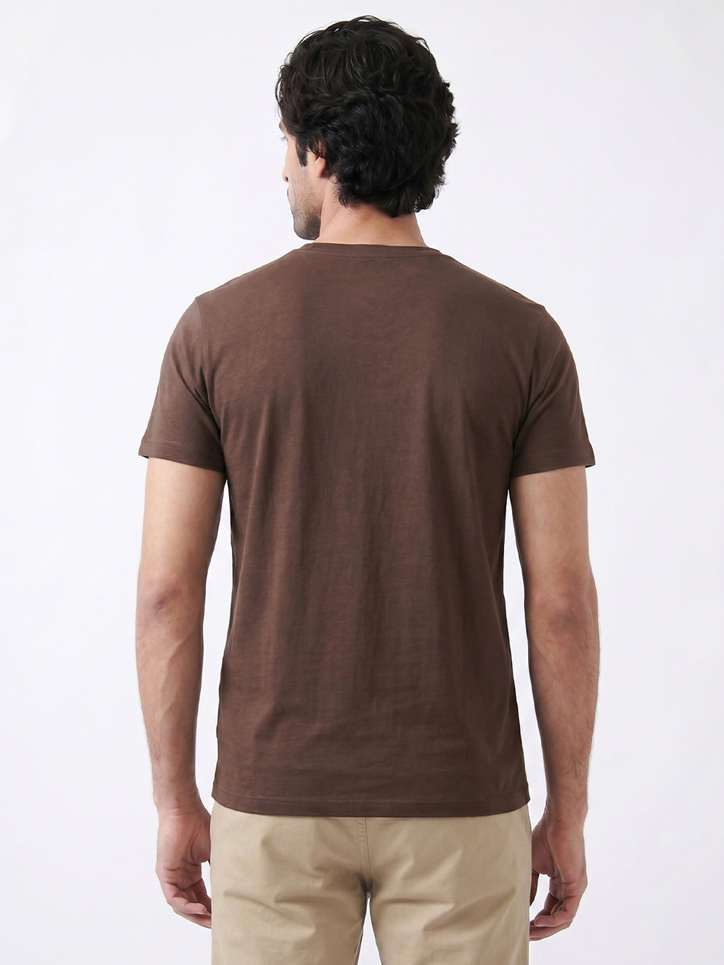 Men's Brown Cotton Bamboo Elastane Regular Fit Tshirt