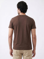 Men's Brown Cotton Bamboo Elastane Regular Fit Tshirt