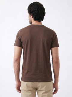Men's Brown Cotton Bamboo Elastane Regular Fit Tshirt
