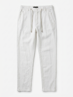 Men's White Cotton Linen Regular Fit Pant