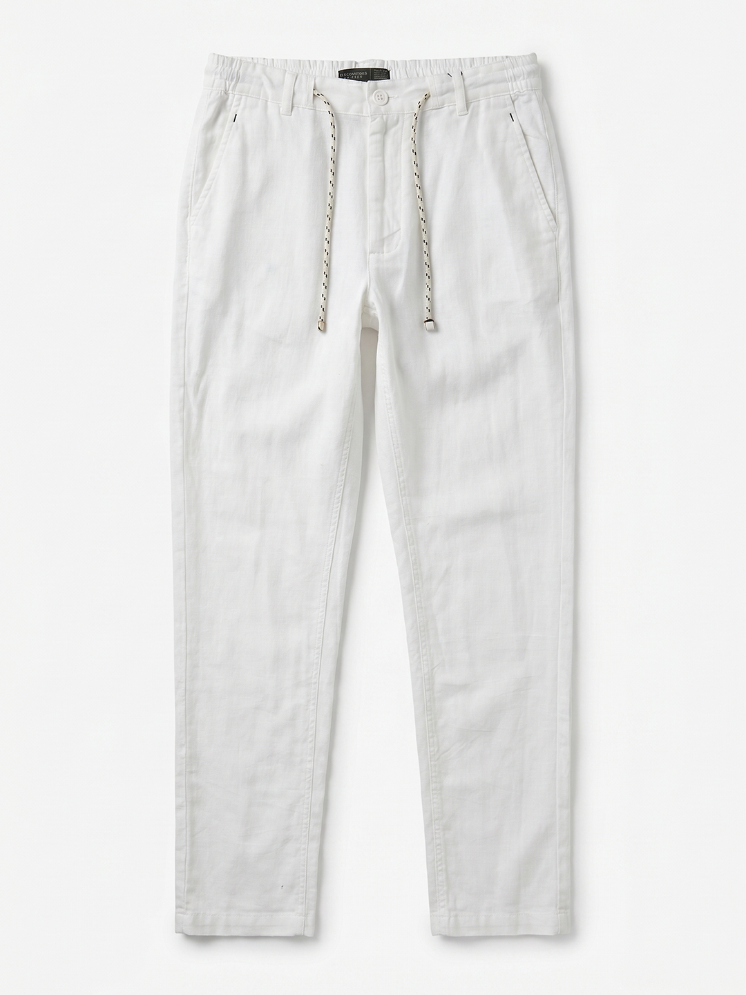 Men's White Cotton Linen Regular Fit Pant