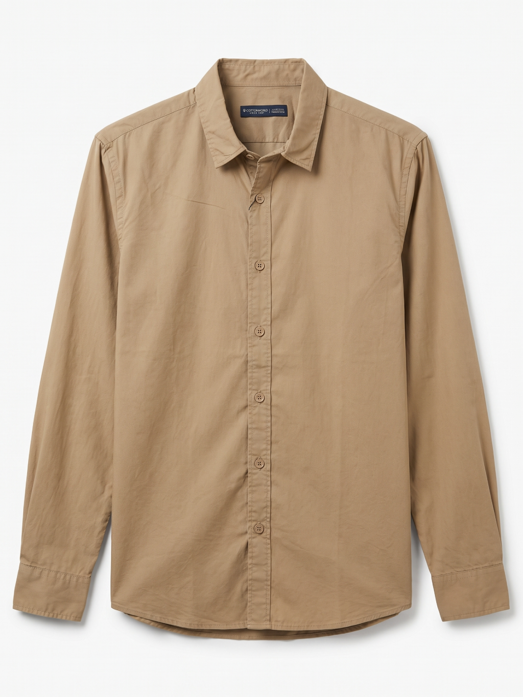 Men's 100% Cotton Regular Fit Shirt Khaki
