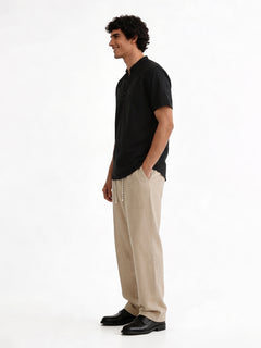 Men's Natural Cotton Linen Regular Fit Pant