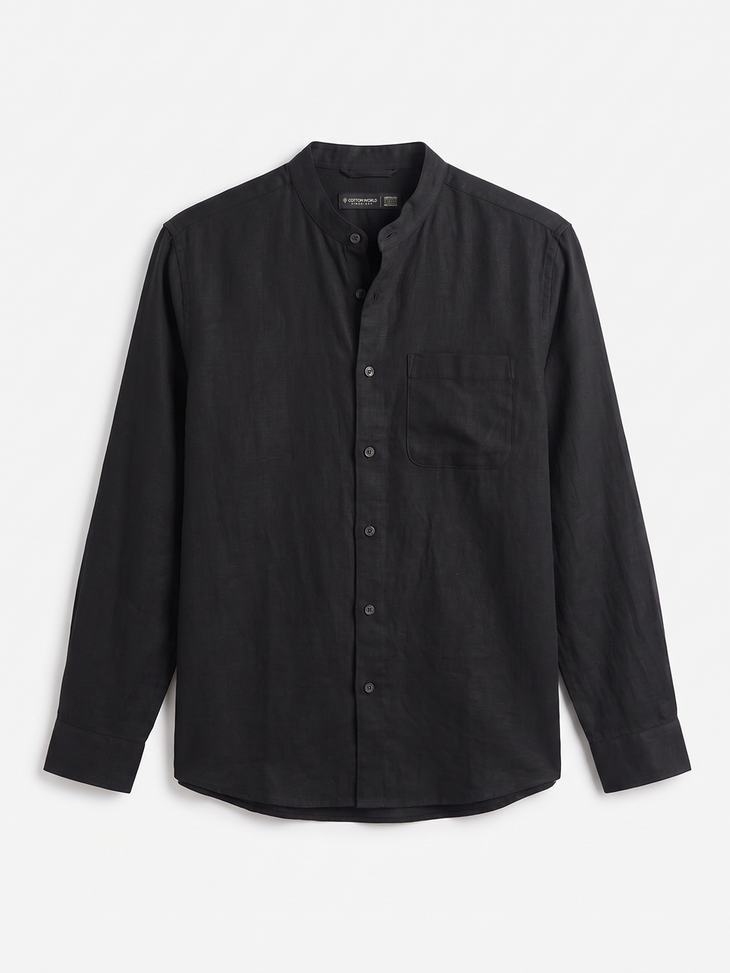 Men's Cotton Linen Regular Fit Shirt Black