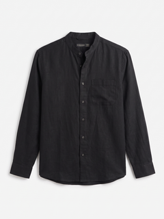 Men's Cotton Linen Regular Fit Shirt Black
