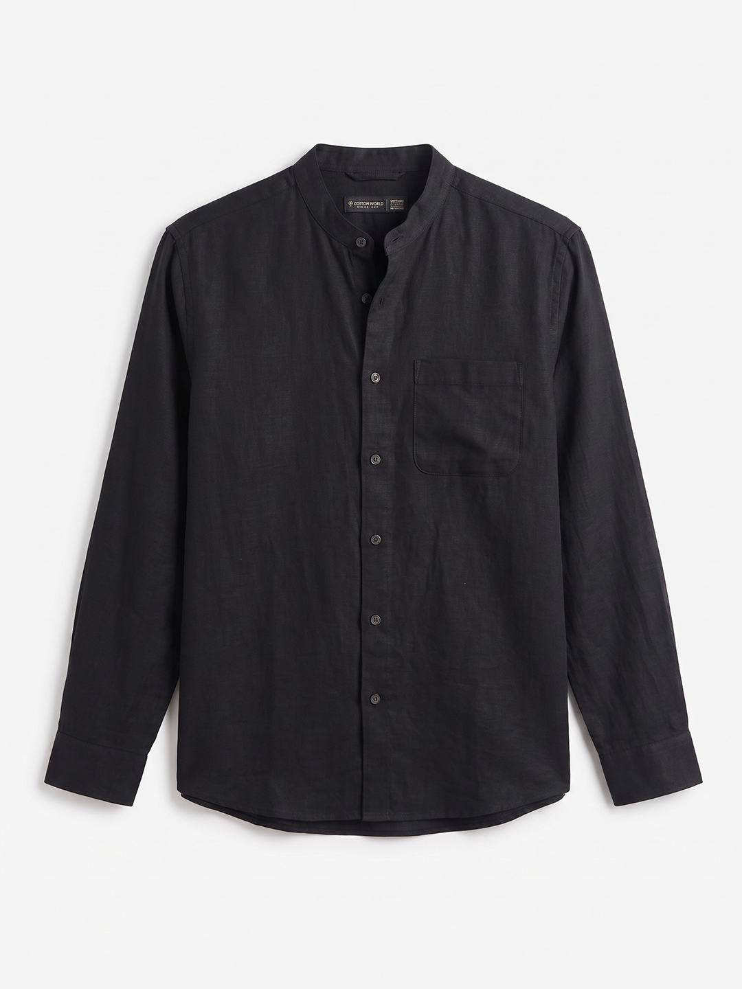 Men's Cotton Linen Regular Fit Shirt Black