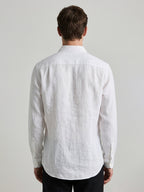 Men's White 100% Linen Regular Fit Shirt