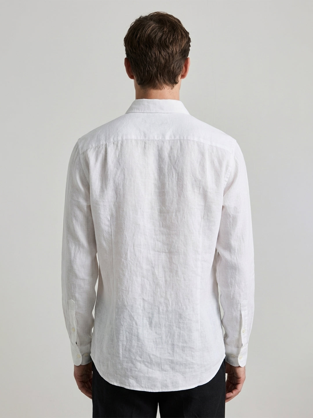 Men's White 100% Linen Regular Fit Shirt