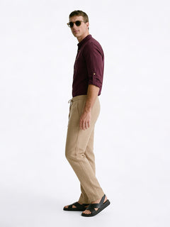 Men's Plum Linen Cotton Regular Fit Shirt