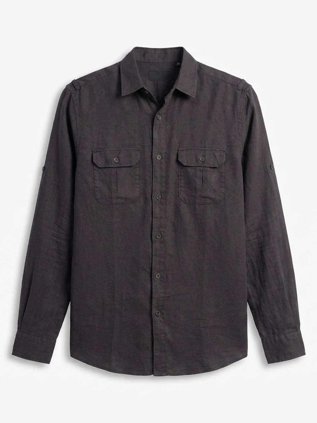 Men's Black Linen Cotton Regular Fit Shirt