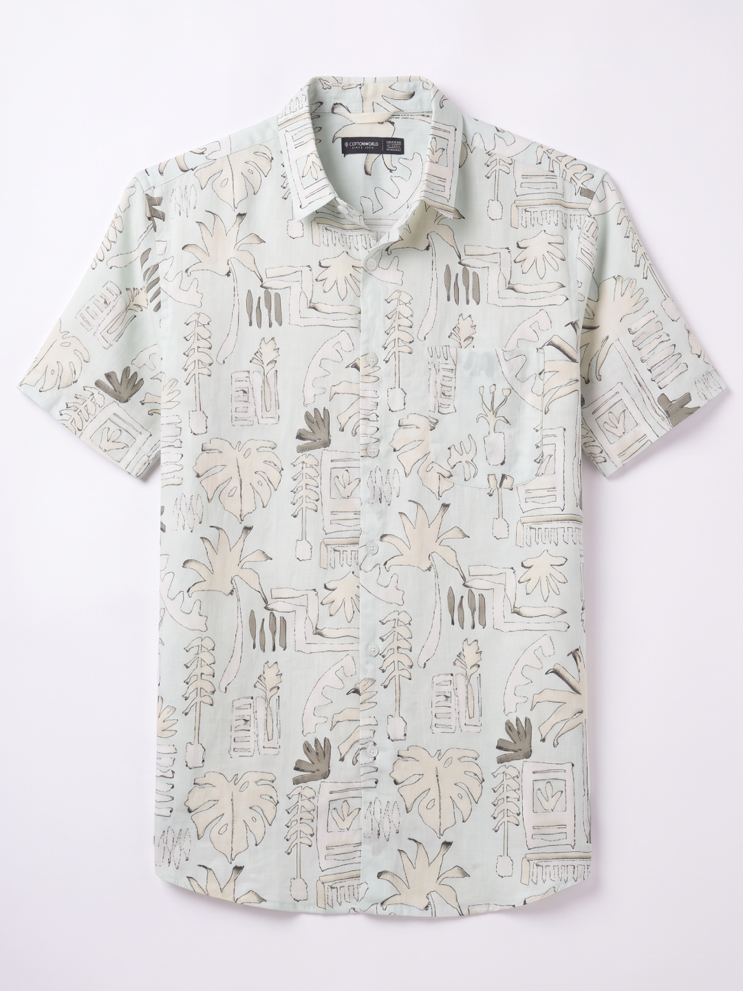 Men's Cotton Linen Regular Fit Shirt Green