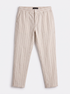 Men's Beige 100% Cotton Regular Fit Pant