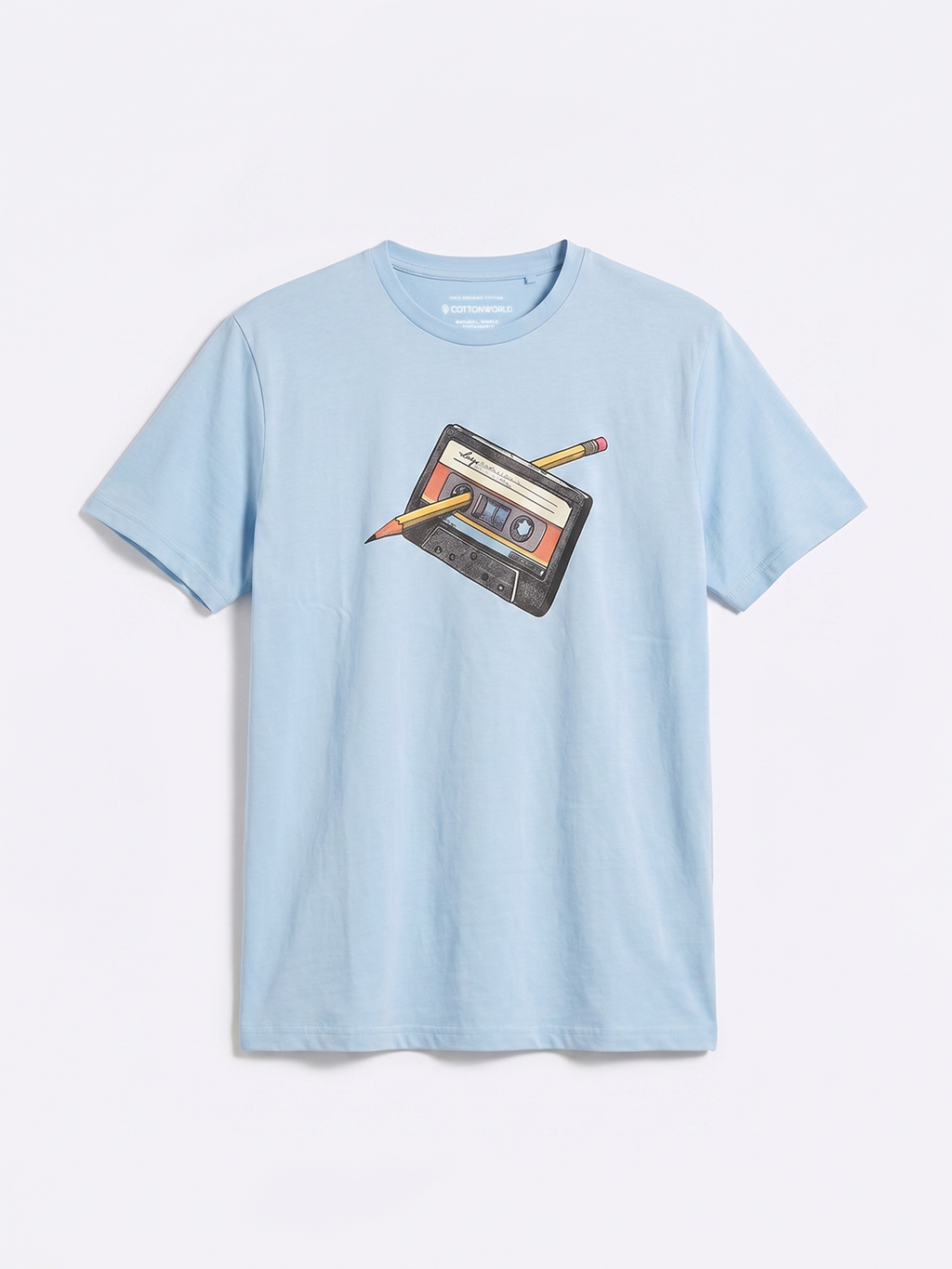 Men's Blue 100% Organic Cotton Regular Fit Tshirt