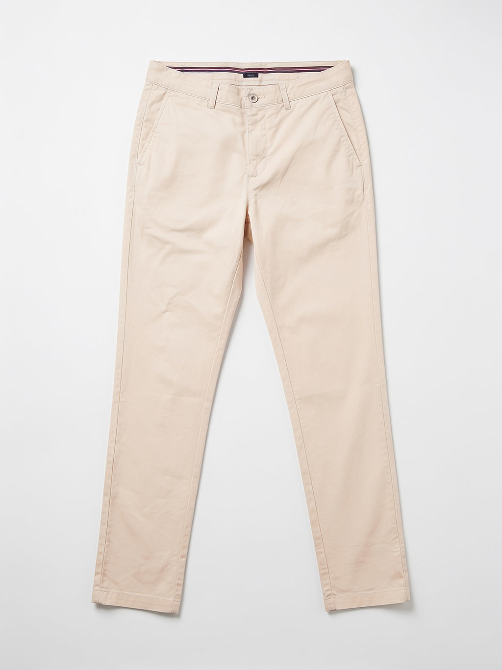 Men's Beige Cotton Lycra Slim Fit Pant