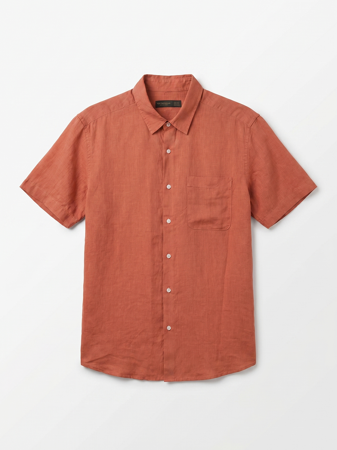 Men's Brick 100% Linen Regular Fit Shirt