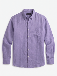 Men's Lilac 100% Linen Regular Fit Shirt