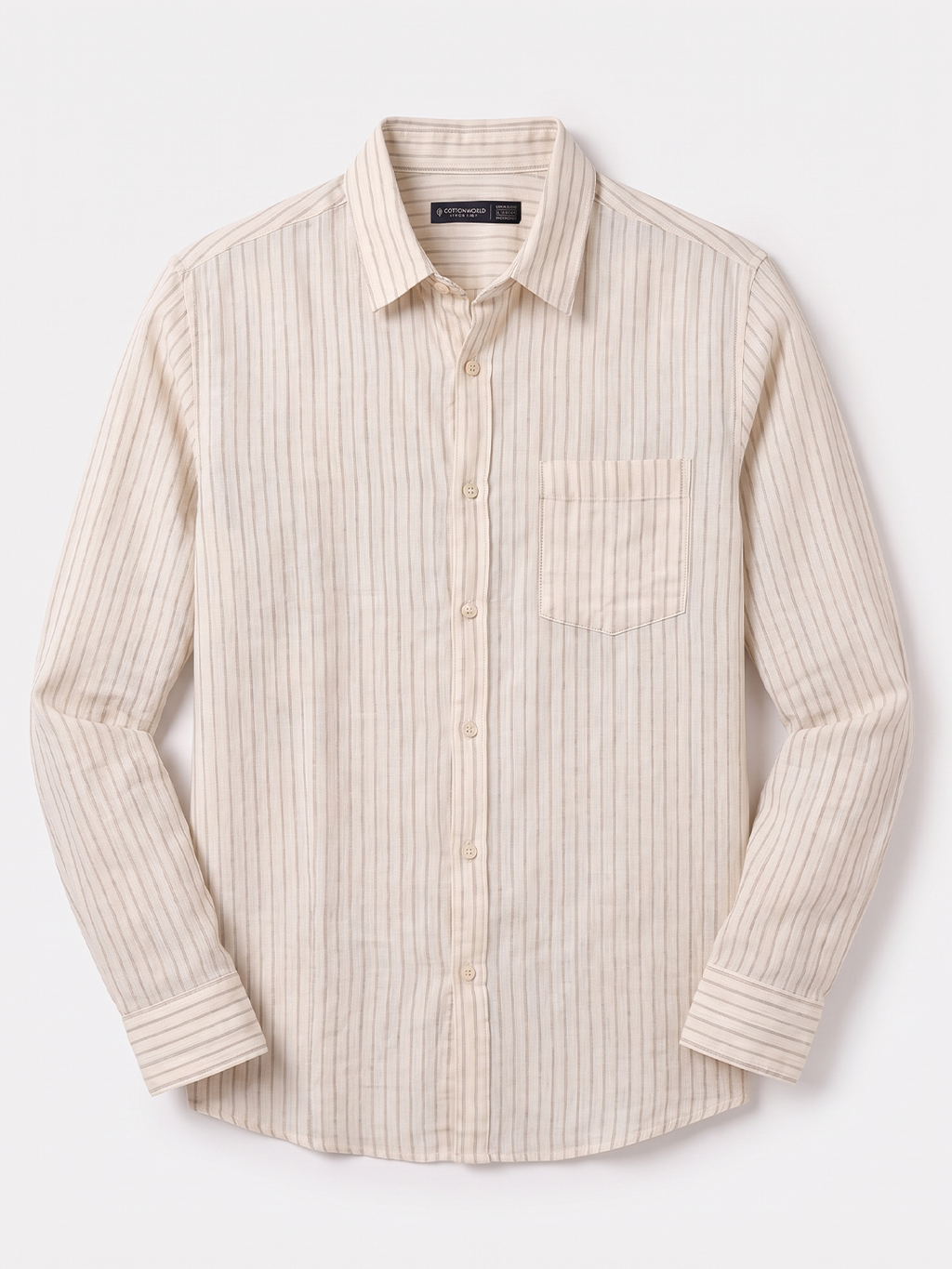 Men's Offwhite Cotton Lyocell Regular Fit Shirt