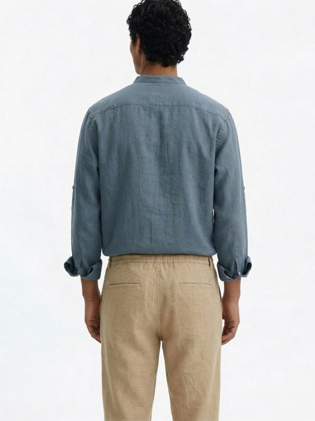 Men's Blue Linen Cotton Regular Fit Shirt