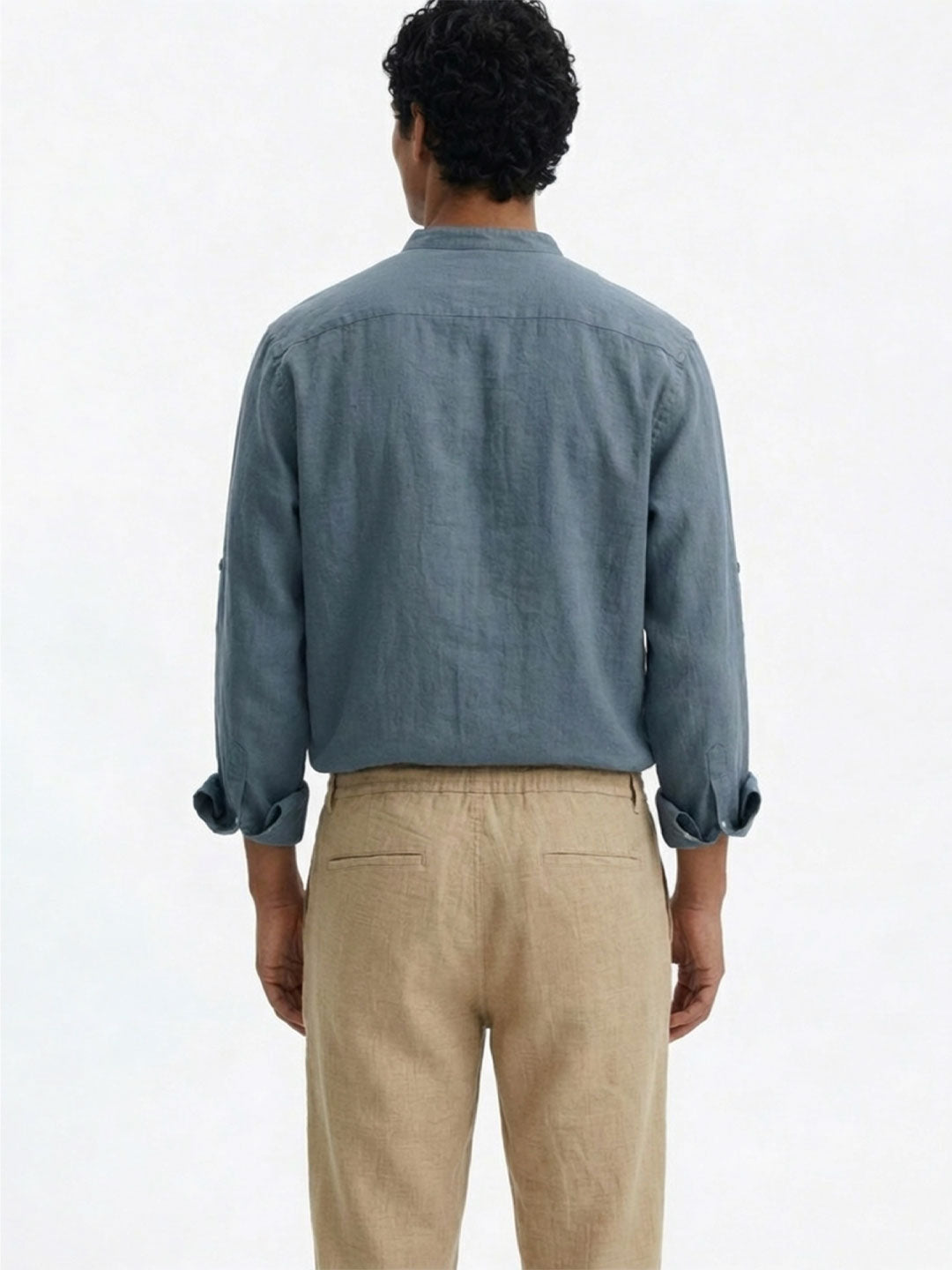 Men's Blue Linen Cotton Regular Fit Shirt