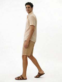 Men's Offwhite Cotton Polyester Loose Fit Shirt