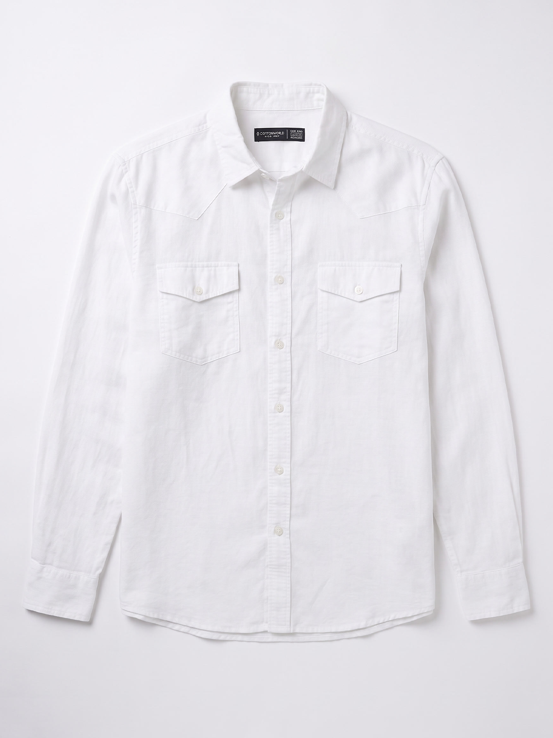 Men's Cotton Linen Regular Fit Shirt White