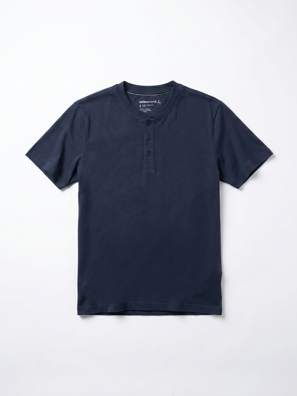 Men's Navy Cotton Elastane Slim Fit Tshirt
